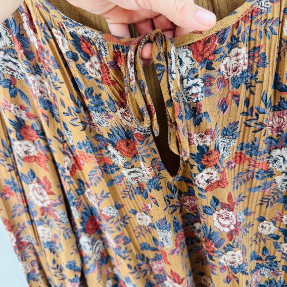 Lucky Brand Floral Peasant Blouse Size XL Boho Long Sleeve Top - Picture 4 of 8